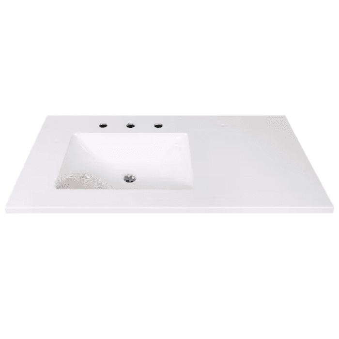 Davies 36-In White Single Sink Bathroom Vanity with White Cultured Marble Top (Mirror Included) - Image 18