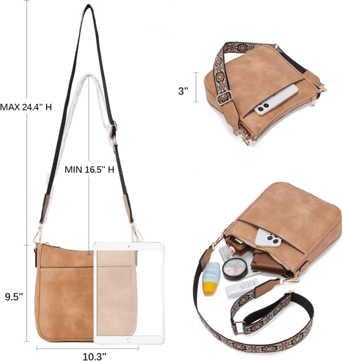 Crossbody Bags for Women Trendy Vegan Leather Hobo Purses Shoulder Handbags with Wide Shoulder Strap - Image 5