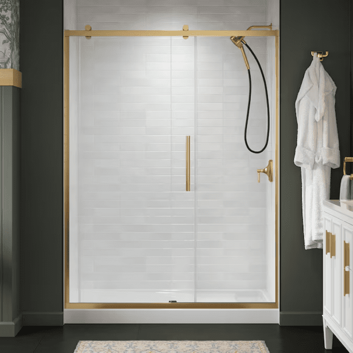 Premise Anodized Brushed Nickel 56-In to 60-In W X 76.13-In H Frameless Bypass Sliding Soft Close Shower Door - Image 18