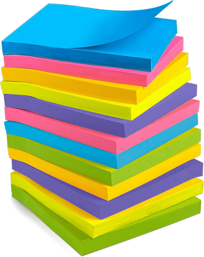 Sticky Notes - 12 Pads, 3”X3” - Colorful Self-Stick Post Notes Bulk - Office Desk Accessories | Teacher Classroom Must Haves,Aesthetic School Supplies for Home,Stocking Stuffers for Women Adult