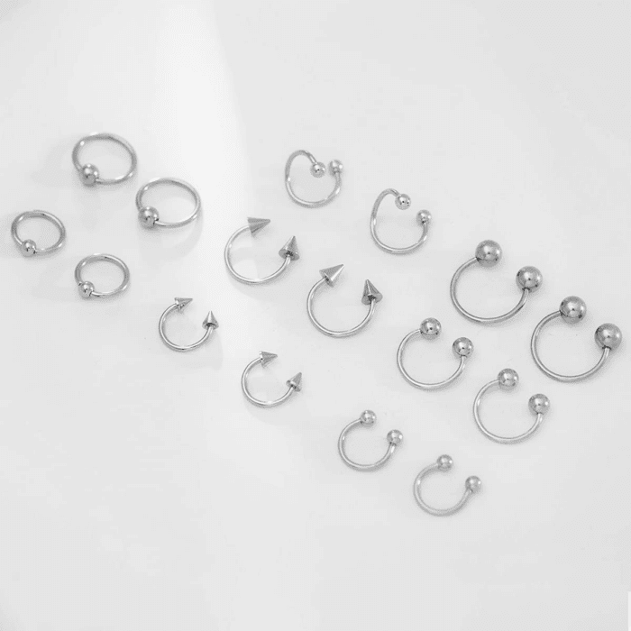 Piercing Kit 14G-16G Rainbow Surgical Steel Body Piercing Belly Button,Tongue, Eyebrow, Nipple, Lip, Nose, Chi Gauge - Image 5