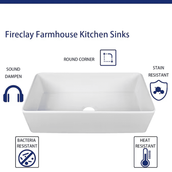 Farmhouse Apron Front 36-In X 18-In White Fireclay Single Bowl Kitchen Sink - Image 10