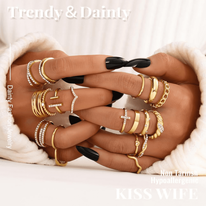 Gold Knuckle Rings Set for Women, Dainty Simple Trendy Cute Stackable Finger Rings Pack, Stacking Layering on Thumb and Knuckle, Mixed Size - Image 7