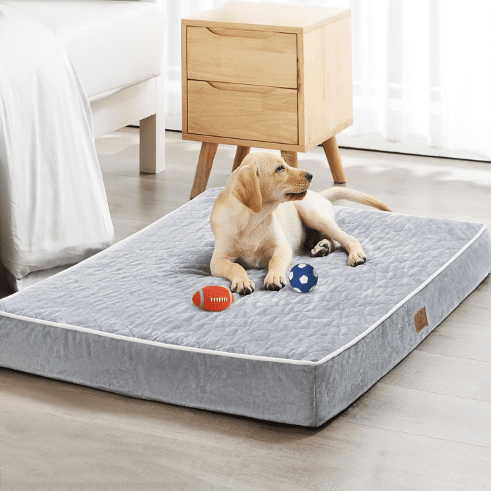 Orthopedic Dog Beds for Large Dogs, Extra Large Waterproof Dog Bed with Removable Washable Cover & Anti-Slip Bottom, Egg Crate Foam Pet Bed Mat, Multi-Needle Quilting XL Dog Crate Bed