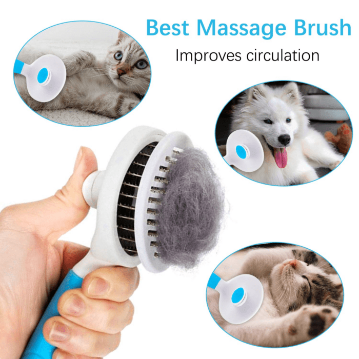 Cat Self Cleaning Slicker Brush, Pets Skin Friendly Cat Brush for Dogs Cats Grooming Brush Tool Easy to Remove Loose Undercoat, Mats Tangled Hair Slicker Massage Cats Dogs Brush - Upgraded - Image 5