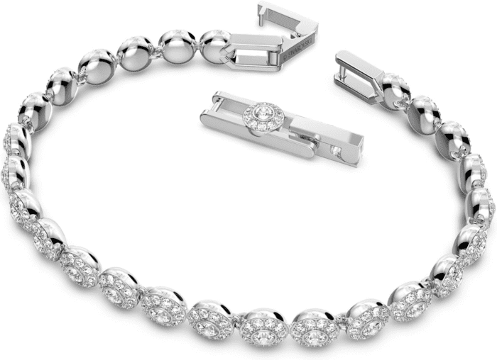 Una Angelic Tennis Bracelet, Clear Circle-Cut  Crystals with Matching Crystal Pavé on a Rhodium Tone Finish Setting, Part of the  Una Angelic Collection - Image 2