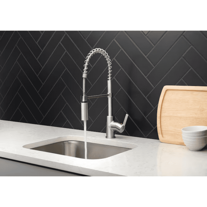 Flynt Stainless Steel Single Handle Pull-Down Kitchen Faucet with Sprayer (Deck Plate Included) - Image 23