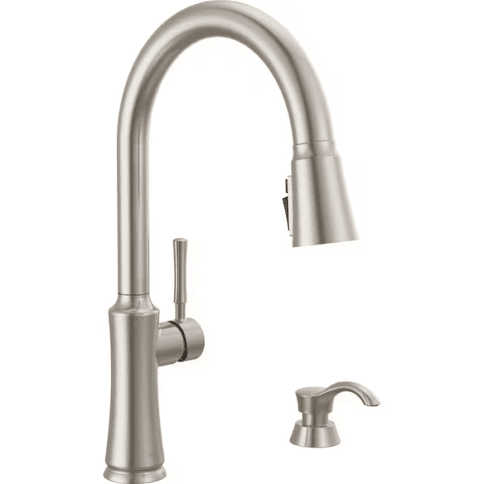 Chalet Stainless Steel Single Handle Pull-Down Kitchen Faucet with Sprayer (Deck Plate and Soap Dispenser Included) - Image 2