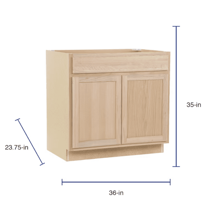 Oak Brook 36-In W X 35-In H X 23.75-In D Natural Unfinished Oak 1-Drawer Base Fully Assembled Cabinet (Flat Panel Square Style) - Image 4