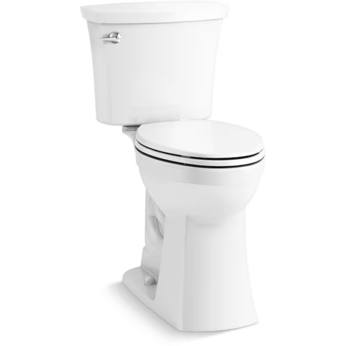 Elliston Tall White Elongated Tall Height Soft Close 2-Piece Toilet 12-In Rough-In Watersense 1.28 GPF