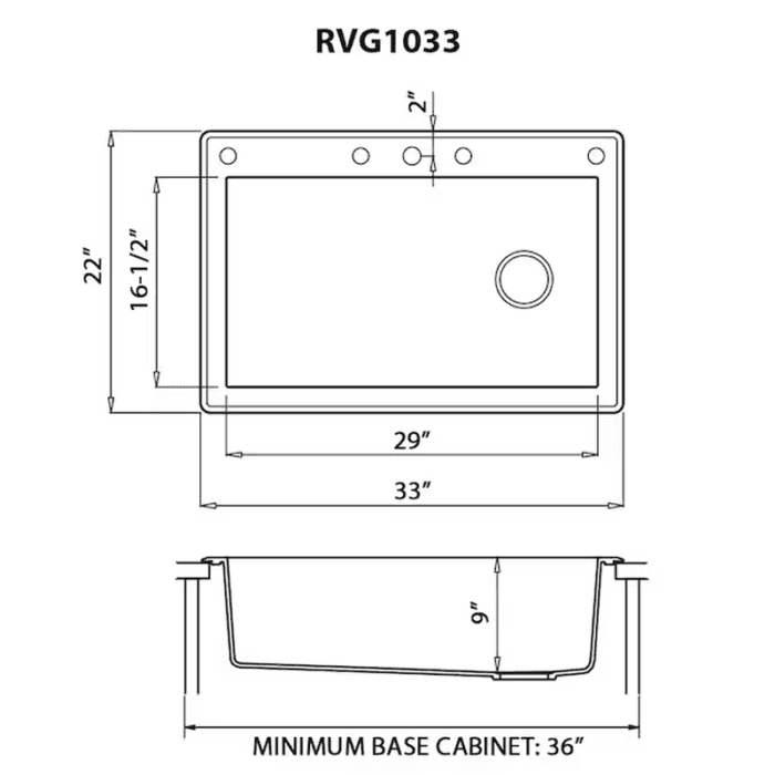 Epigranite Drop-In 33-In X 22-In Midnight Black Granite Single Bowl 1-Hole Kitchen Sink - Image 15