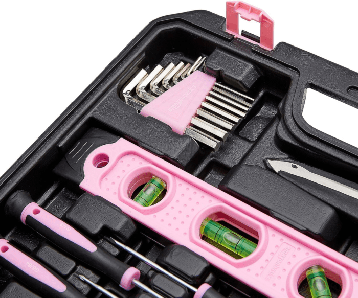 DIY Household Tool Set with Storage Case, 142 Piece, Pink, 13.39 X 9.25 X 2.95 Inch - Image 4