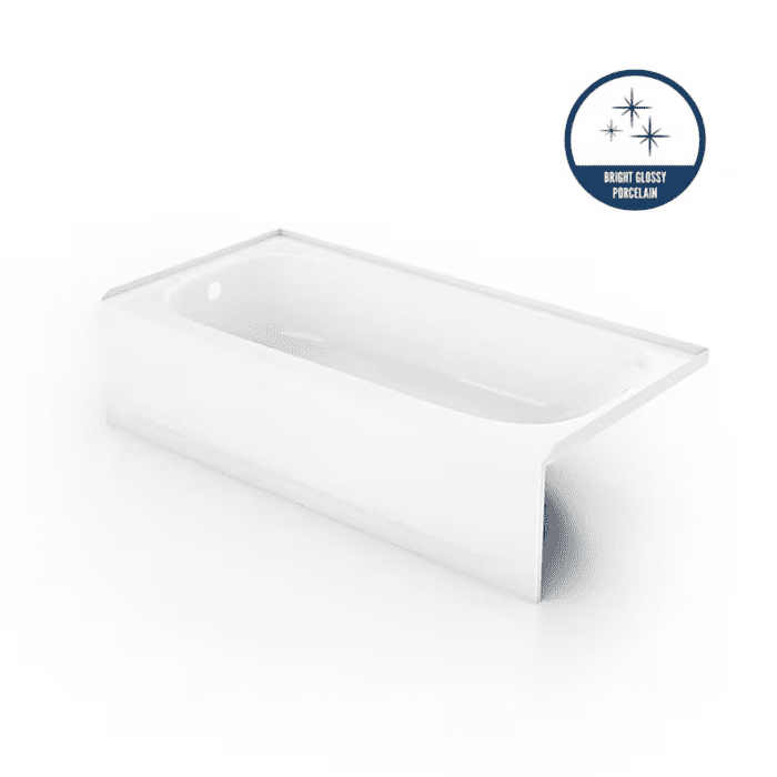 Pro Steel 30-In X 54-In White Porcelain Enameled Steel Alcove Soaking Bathtub (Right Drain) - Image 3