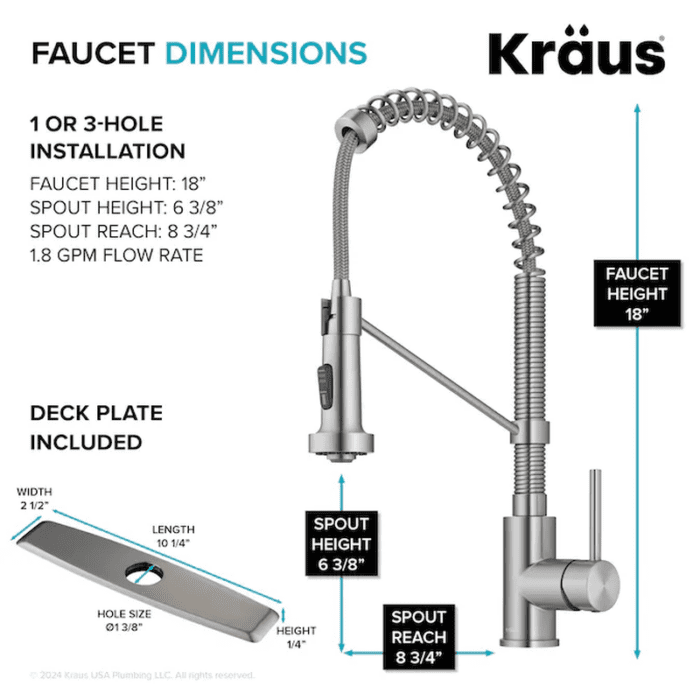 Bolden Spot-Free Stainless Steel Single Handle Pull-Down Kitchen Faucet with Sprayer (Deck Plate Included) - Image 6