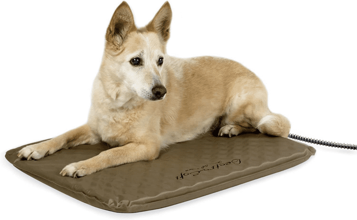 Lectro-Soft Outdoor Heated Dog and Cat Bed, Electric Thermostatically Controlled Orthopedic Pet Pad Tan Medium 19 X 24 Inches