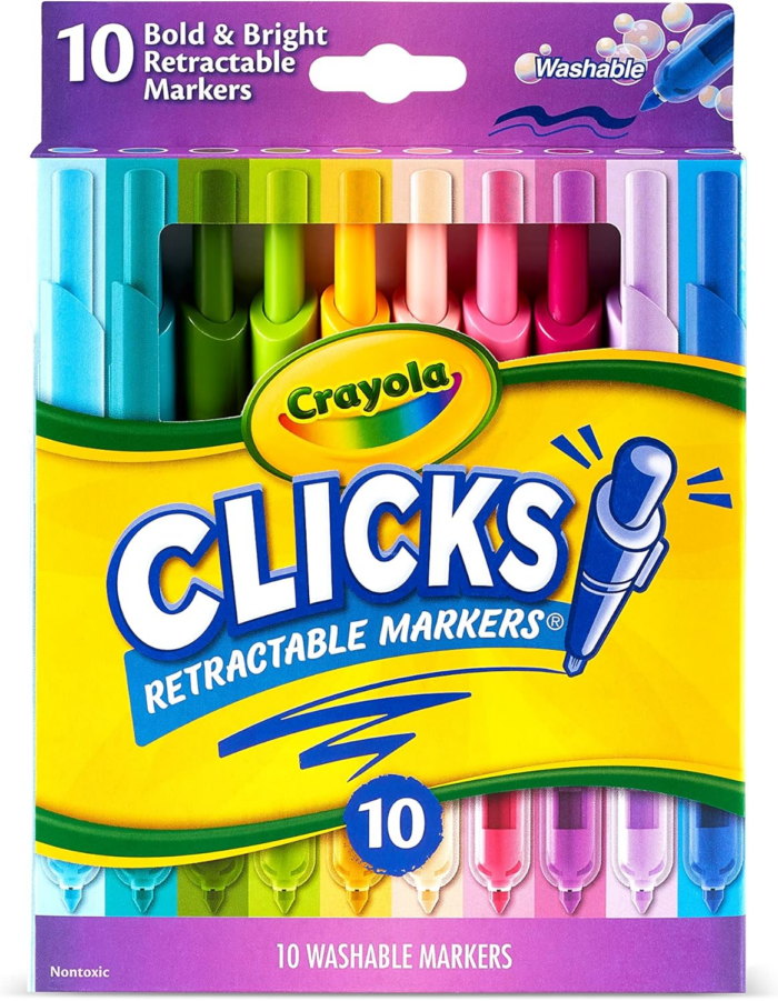 Clicks Retractable Markers (10Ct), Washable Markers for Kids, Click Markers, School Supplies for Kids, Gifts, Ages 5+