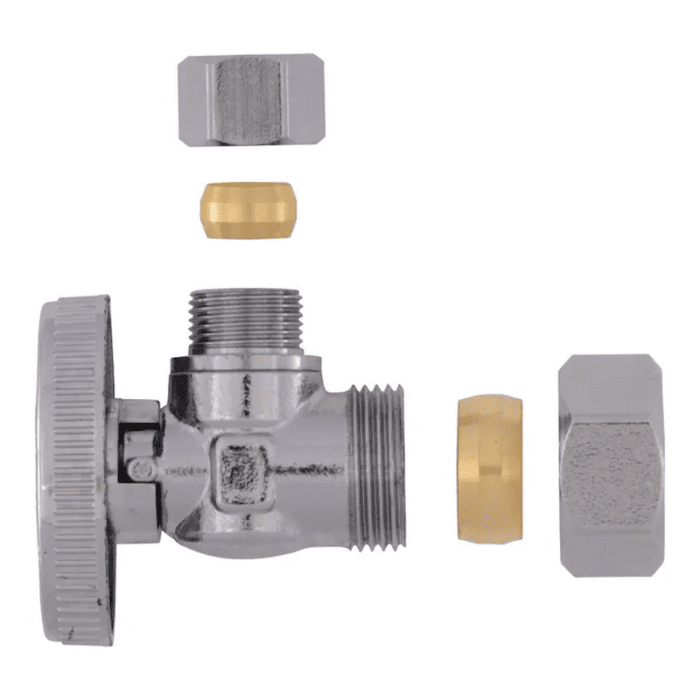 1/2-In Compression X 3/8-In OD Compression Brass Quarter Turn Stop Angle Valve - Image 4