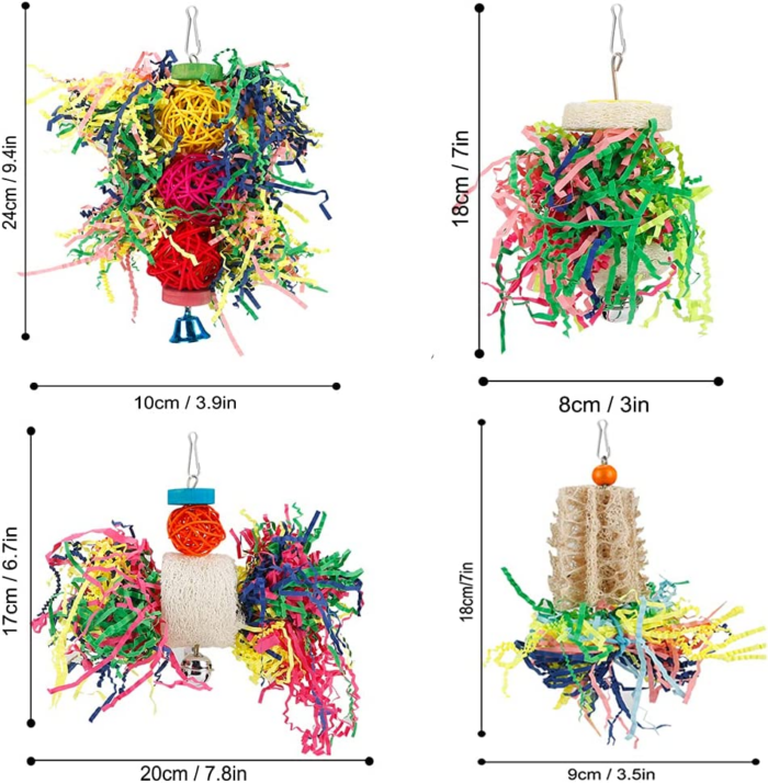 Bird Toys Bird Shredding Foraging Toys Parakeet Toy Chewing Hanging Toy Bird Shredded Paper Bird Cage Accessories Bird Rope Perch for Conure Cockatiel Budgies Lovebird Parrotlet (Without Rope Perch) - Image 6