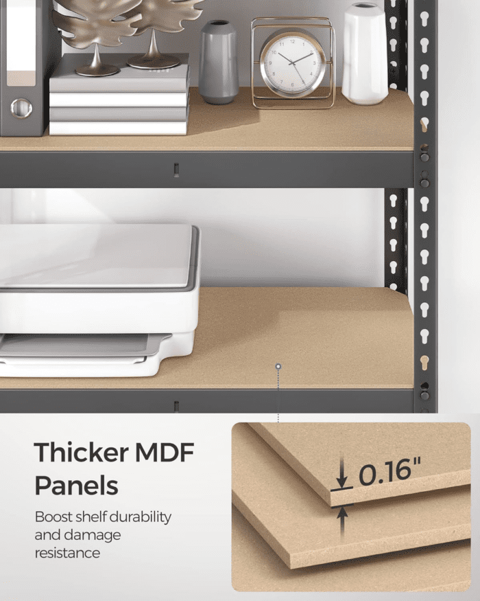 5-Tier Storage Shelves, Set of 2 Garage Storage, Boltless Assembly, Adjustable Shelving Units, 11.8 X 29.5 X 59.1 Inches, Load 1929 Lb Each, Shed Warehouse Basement, Gray UGLR300G02 - Image 8