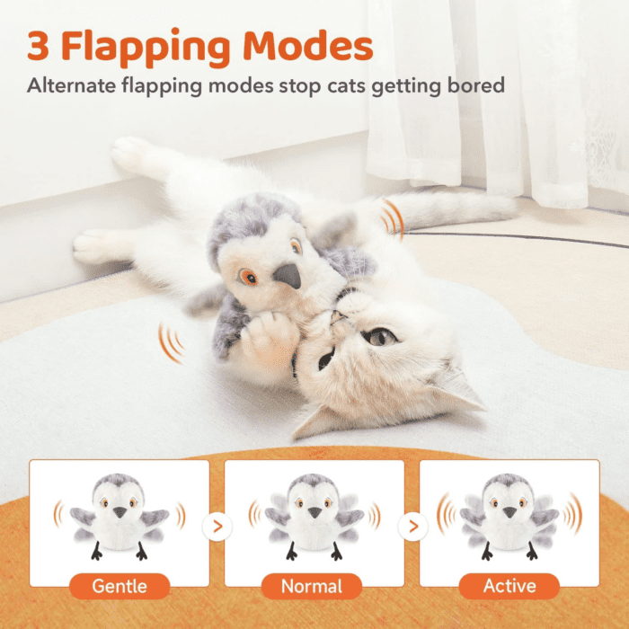 Cat Toys Flapping Bird (No Flying), Lifelike Sandpiper Chirp Tweet, Rechargeable Touch Activated Kitten Toy Interactive Cat Exercise Toys for All Breeds Cat Kicker Catnip Toys 4.0" - Image 3