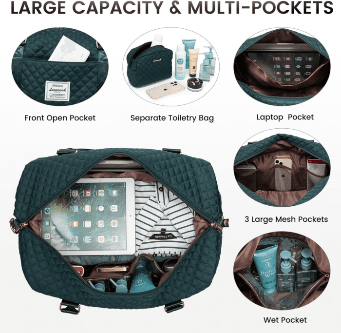 Travel Duffle Bag,Weekender Bags for Women with Shoe Compartment，Carry on Overnight Bag with Toiletry Bag,Gym Duffel Bag with Wet Pocket, Hospital Bags for Labor and Delivery - Image 3