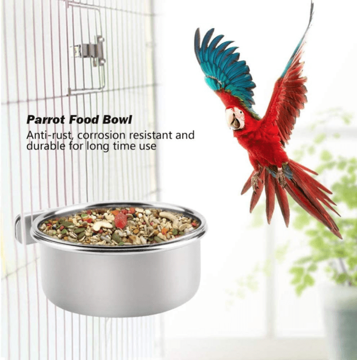 Bird Feeding Dish Cups Parrot Food Bowl Clamp Holder Coop Cup, 2PCS Bird Cage Water Bowl for Parakeet African Greys Conure Cockatiels Lovebird Budgie Chinchilla - Image 8