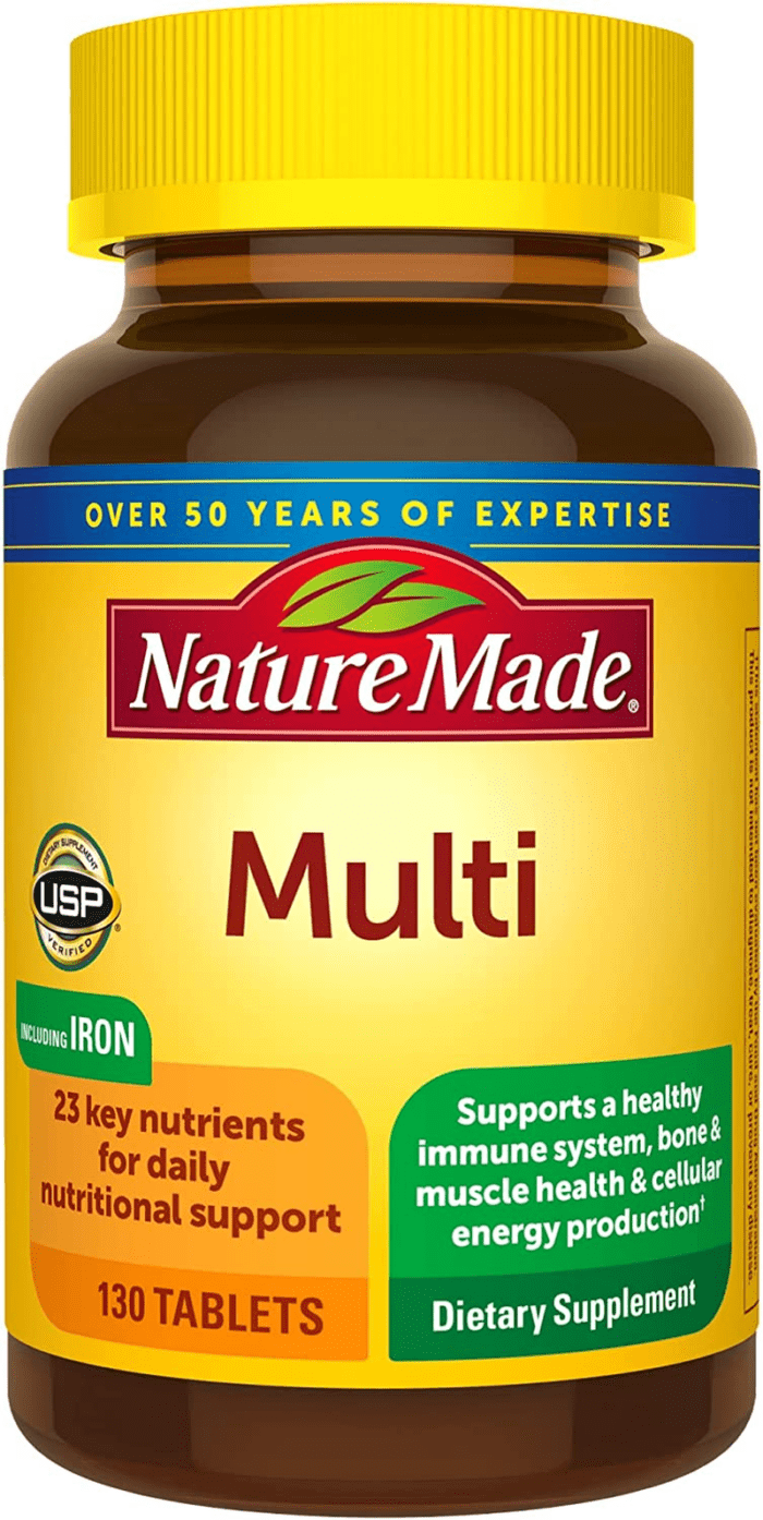 Multivitamin Tablets with Iron, Multivitamin for Women and Men for Daily Nutritional Support, 130 Tablets, 130 Day Supply