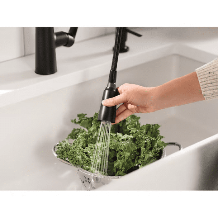 Edwyn Matte Black Single Handle Pull-Down Kitchen Faucet with Sprayer (Deck Plate and Soap Dispenser Included) - Image 9