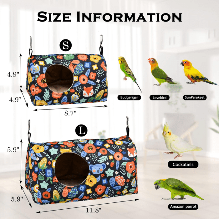 Bird Warm Bed Parrot Sleeping Nest Bed House Bird Snuggle Hanging Hut Bird Parrot Hammock Bird Sleeping Hideaway Cave for Cockatiels Parakeet Budgies Parrot Budgies Lovebird S - Image 2