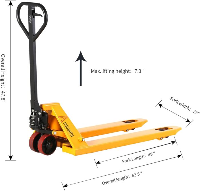 Manual Pallet Jacks 5500Lbs Capacity Industrial Hand Pallet Truck 48" Lx27''W Fork Size - Image 3