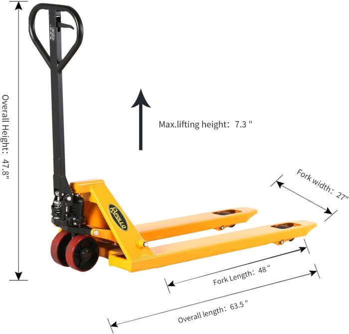 Pallet Jack Truck, 5500Lbs Capacity 27" W X 48" L Forks Manual Standard Duty Pallet Truck - Image 3