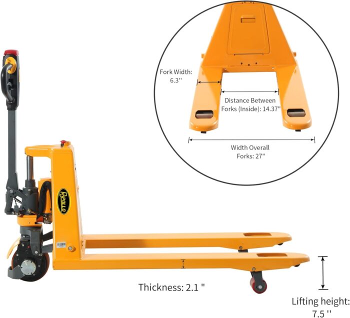 2 Pieces Full Electric Pallet Jack 3300 Lb Capacity, 48" X 27" Forks Powered Pallet Lift Truck Lithium Battery for Indoor Storage and Material Handling - Image 4