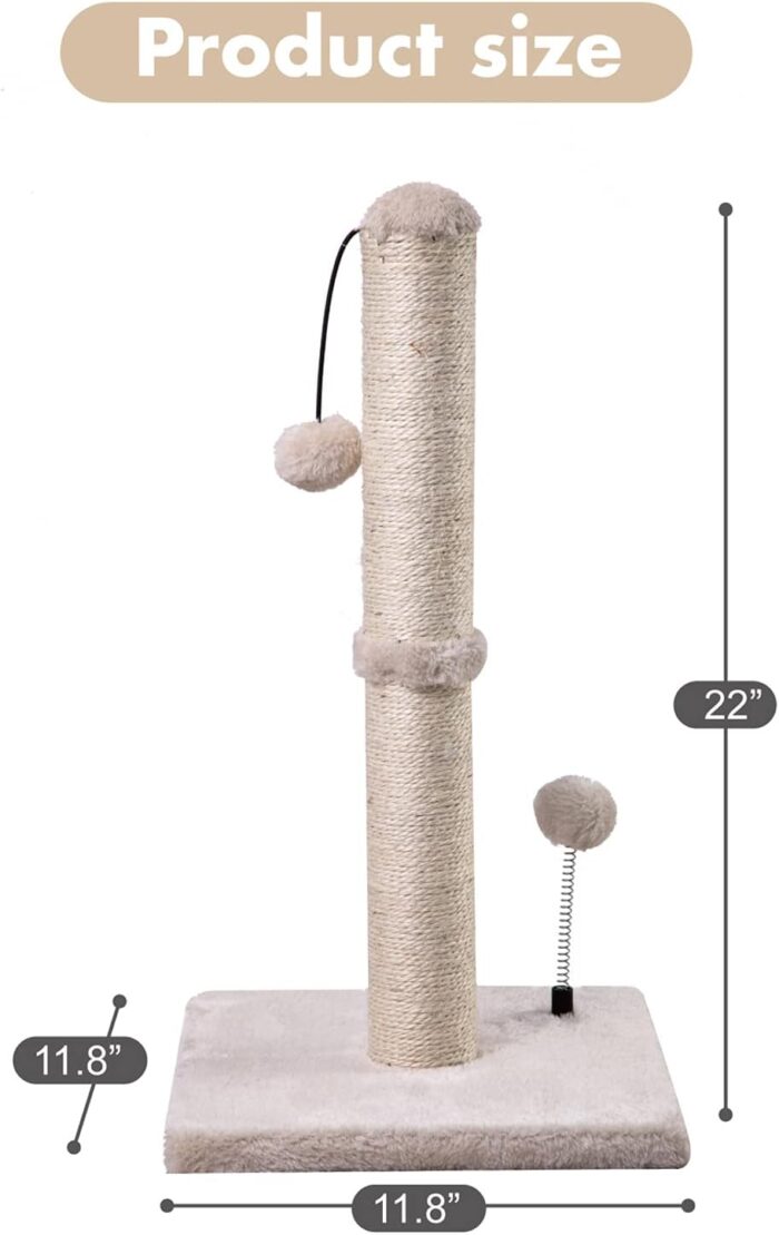 Cat Scratching Post Premium Basics Kitten Scratcher Sisal Scratch Posts with Hanging Ball 22In for Kittens or Smaller Cats (22 Inches for Kitten, Beige) - Image 5