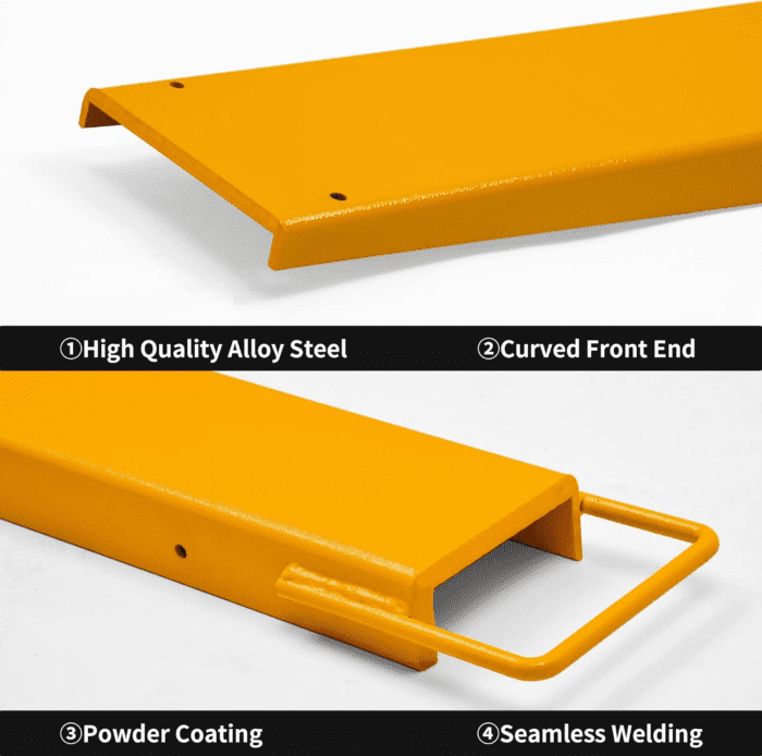 4.5In Width Forklift Extensions Fits for 4" Wide Forks, Heavy Duty Pallet Fork Extension, 96In Length, 1 Pair, Yellow - Image 7