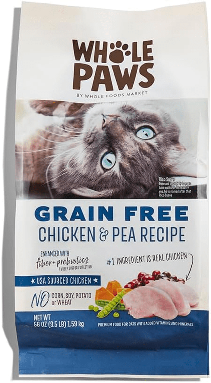 , Grain-Free Dry Cat Food, Chicken & Pea Recipe, Enhanced with Fiber & Prebiotics, 3.5 Lb