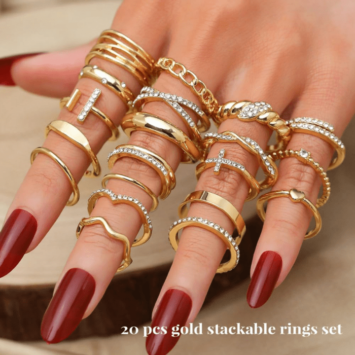 Gold Knuckle Rings Set for Women, Dainty Simple Trendy Cute Stackable Finger Rings Pack, Stacking Layering on Thumb and Knuckle, Mixed Size - Image 2