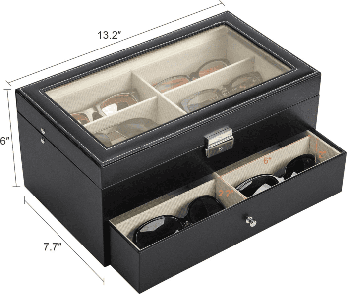 Sunglasses Organizer with 12 Slots, Multiple Eyeglasses Eyewear Display Case for Women Men - Image 2