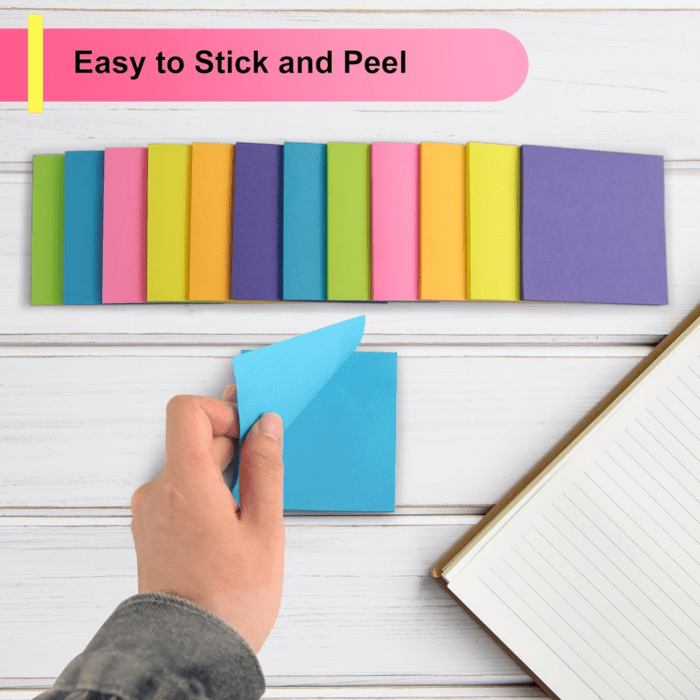 Sticky Notes - 12 Pads, 3”X3” - Colorful Self-Stick Post Notes Bulk - Office Desk Accessories | Teacher Classroom Must Haves,Aesthetic School Supplies for Home,Stocking Stuffers for Women Adult - Image 4