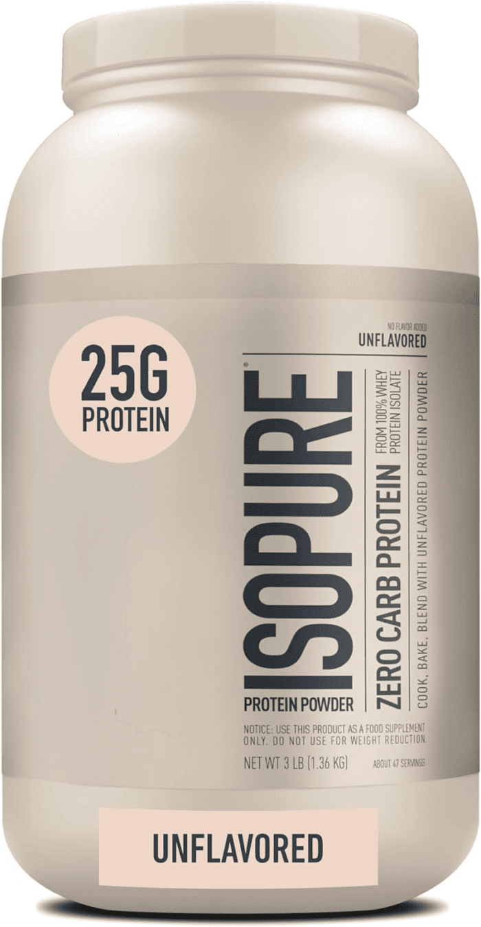 Unflavored Protein, 25G Whey Isolate, Zero Carb & Keto Friendly, 47 Servings, 3 Pounds (Packaging May Vary)