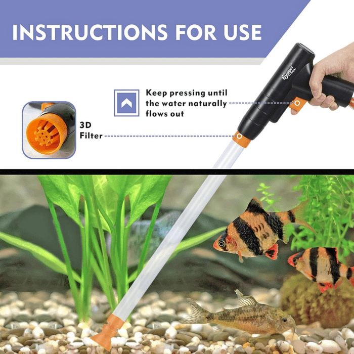 Aquarium Gravel Cleaner, New Quick Water Changer with Air-Pressing Button Fish Tank Sand Cleaner Kit Aquarium Siphon Vacuum Cleaner with Water Hose Controller Clamp - Image 3