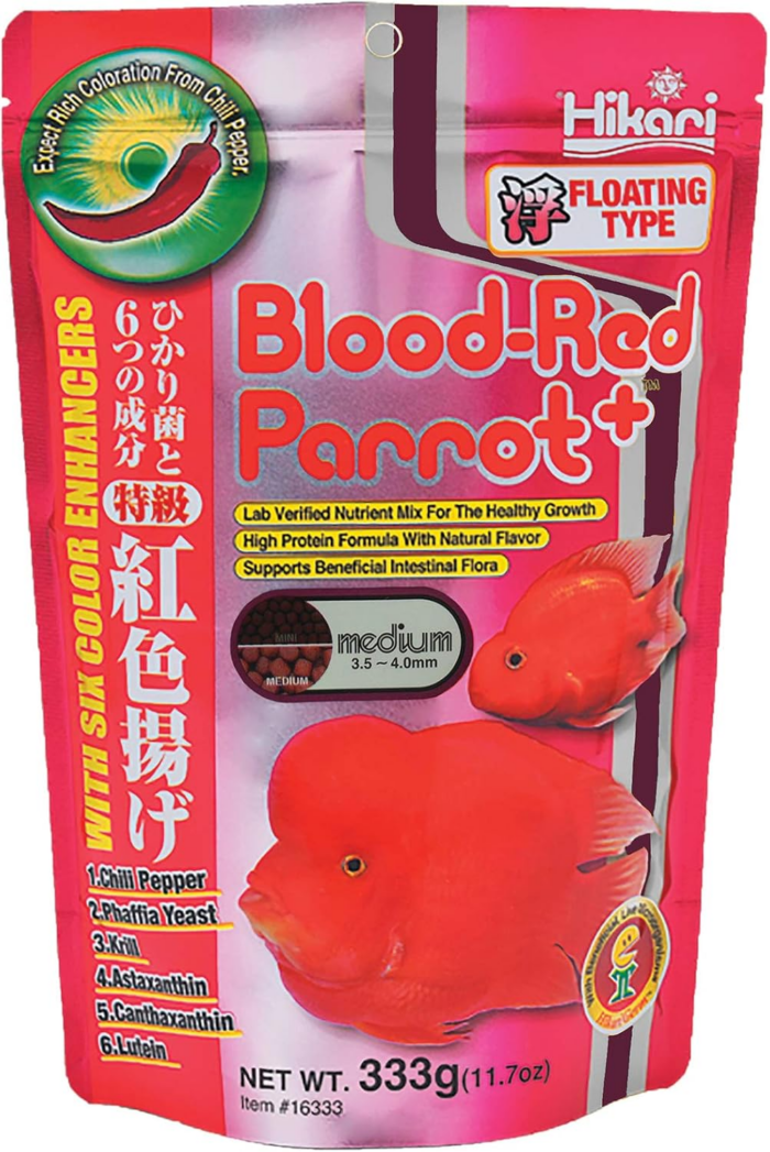 Blood Red Parrot+ Fish Food, Medium Pellet, 11.7 Oz. (333G)