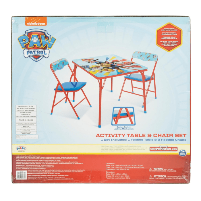 Kids Table & Chairs Set for Kid and Toddler 36 Months up to 7 Years, Includes: 1 Table (24" L X 24" W X 20" H), 2 Chairs (13" L X 13.5" W X 21" H) Weight Limit: 70 Lb - Image 7