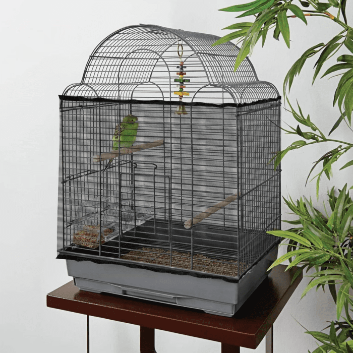 Adjustable Bird Cage Seed Catcher Bird Cage Net Cover Seed Catcher Elastic Band Mesh Cage Cover Black Bird Cage Net Cover for Parrot Cages - Image 7