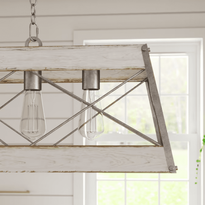 Bradberry 5-Light Antique White and Galvanized Farmhouse Linear Large Hanging Kitchen Island Light - Image 6