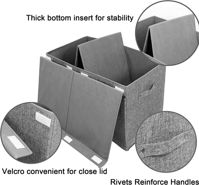 Large Toy Box Chest with Lid, Collapsible Sturdy Toy Storage Organizer Boxes Bins Baskets for Kids, Boys, Girls, Nursery, Playroom, 25"X13" X16" (Linen Gray) - Image 3