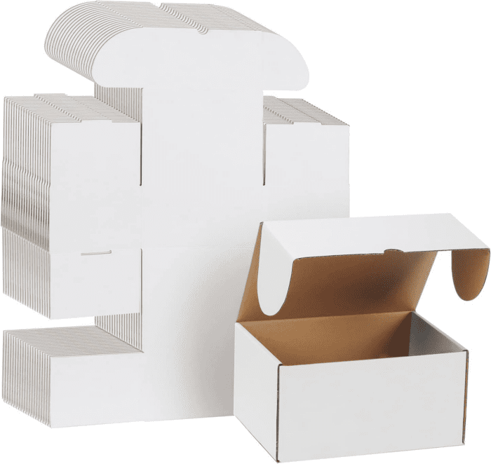 8X6X4 Small Shipping Boxes 25 Pack for Mailing,Packing, White Corrugated Cardboard Boxes for Small Business