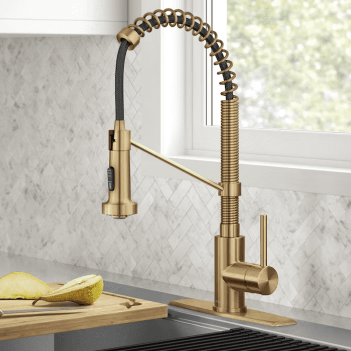 Bolden Spot-Free Stainless Steel Single Handle Pull-Down Kitchen Faucet with Sprayer (Deck Plate Included) - Image 22