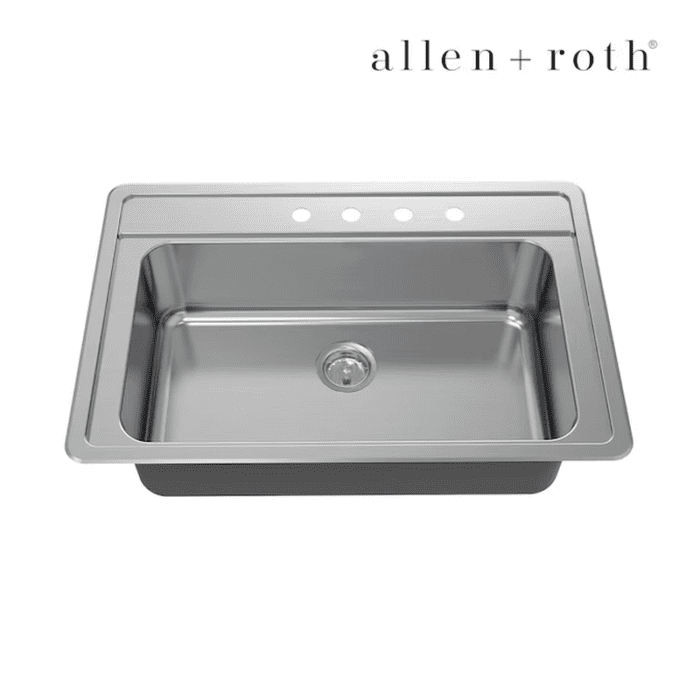 Fenway Drop-In 33-In X 22-In Stainless Steel Single Bowl 4-Hole Kitchen Sink - Image 3