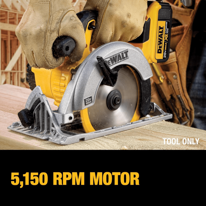 20V MAX Circular Saw, 6-1/2-Inch Blade, 460 MWO Engine, 0-50 Degree Bevel Capability, Bare Tool Only (DCS391B) - Image 6