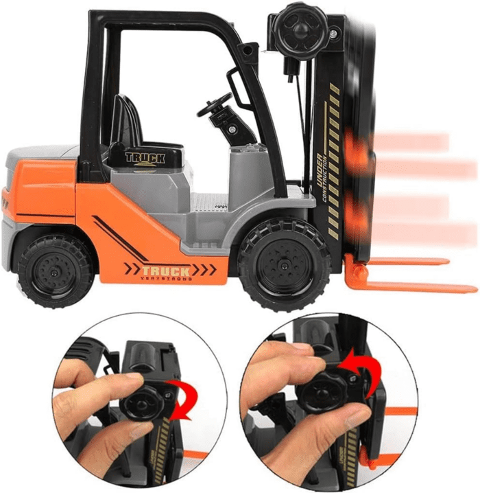 Toy Forklift Truck with Pallet & Cargo - 1:22 Scale Friction Powered Wheels & Manual Lifting Control - Warehouse Lifting Vehicle for Kids Play - Image 4